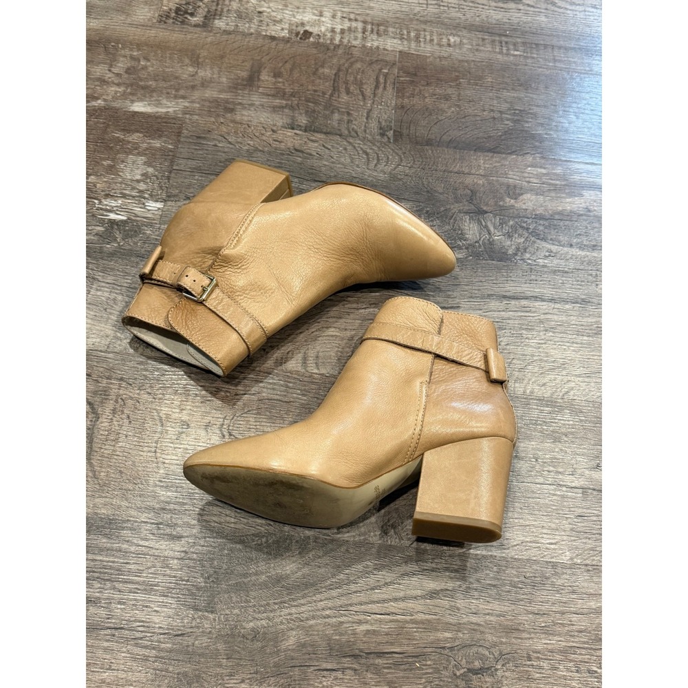 Kate Spade New York Tan Leather Bow Block Heel Ankle Boots Size 10M Pointed Toe